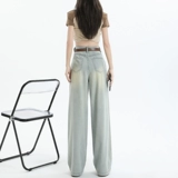 Белые джинсы, летние небольшие штаны, 2024 года, подходит для подростков, свободный прямой крой