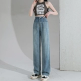 Осенние джинсы, весенние приталенные утепленные штаны, высокая талия, свободный прямой крой