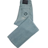 Джинсы, летние ретро штаны, высокая талия, подходит для подростков, по фигуре, свободный прямой крой