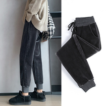 Golden velvet sweatpants women plus velvet padded pants women autumn and winter feet loose slim Joker casual pants