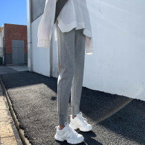 2021 spring and autumn new gray sweatpants womens loose drawstring halterneck pants summer thin section small casual sweatpants