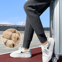 Plus velvet sweatpants womens autumn and winter lamb velvet pants thick and loose toe warm casual cotton pants