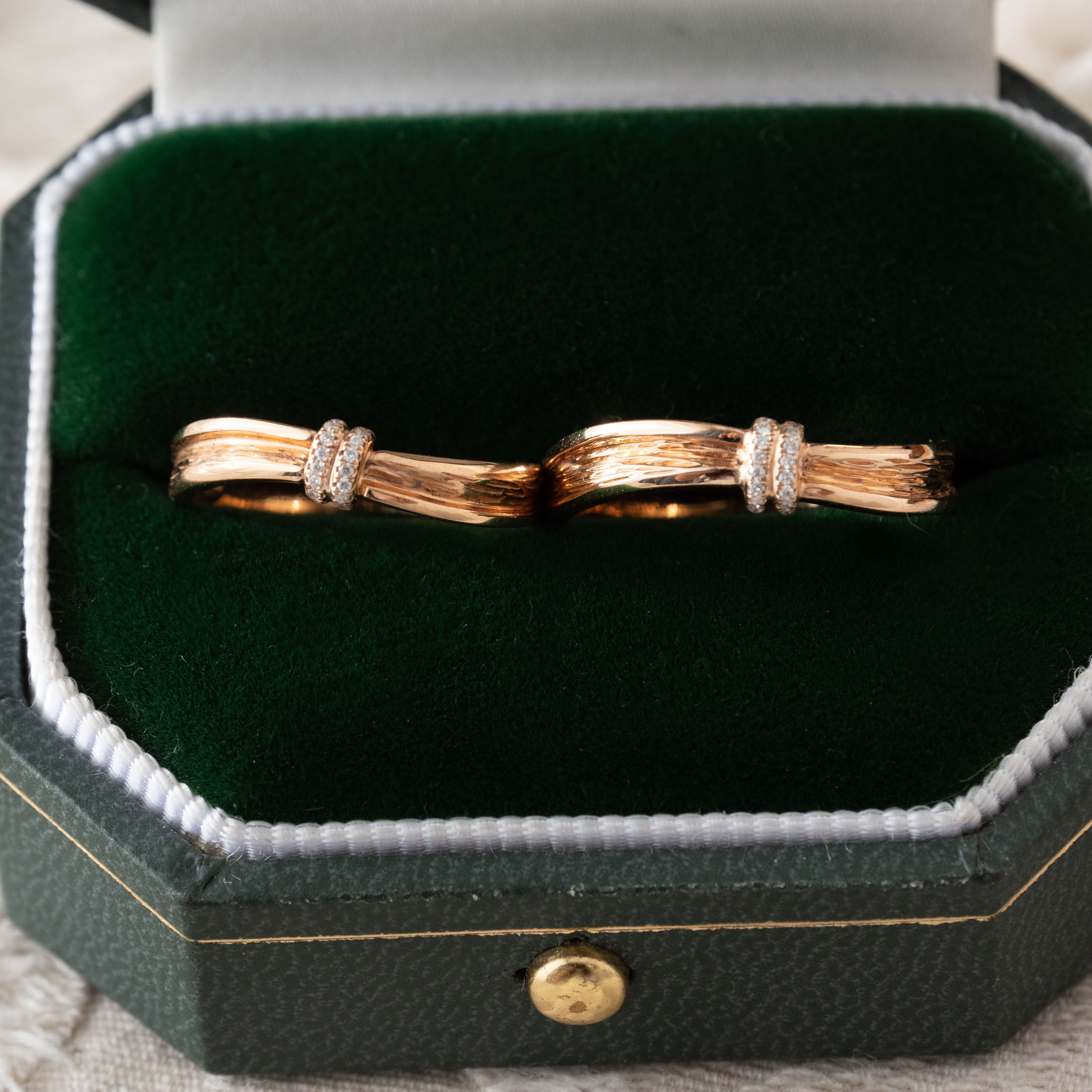 Afterlife jewels wood 18k rose gold to ring trunk textured ancient wind ring wedding couple