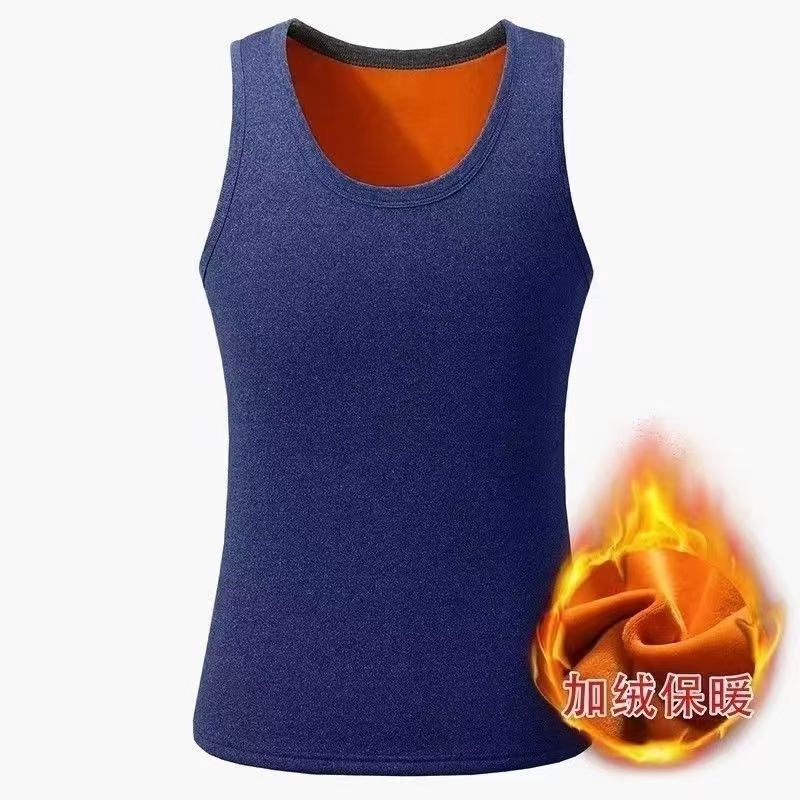 Fleece-Lined and Thickened Golden Velvet Thermal Vest for Men, Autumn and Winter Sleeveless T-Shirt Vest, Inner Wear Base Layer for Adults