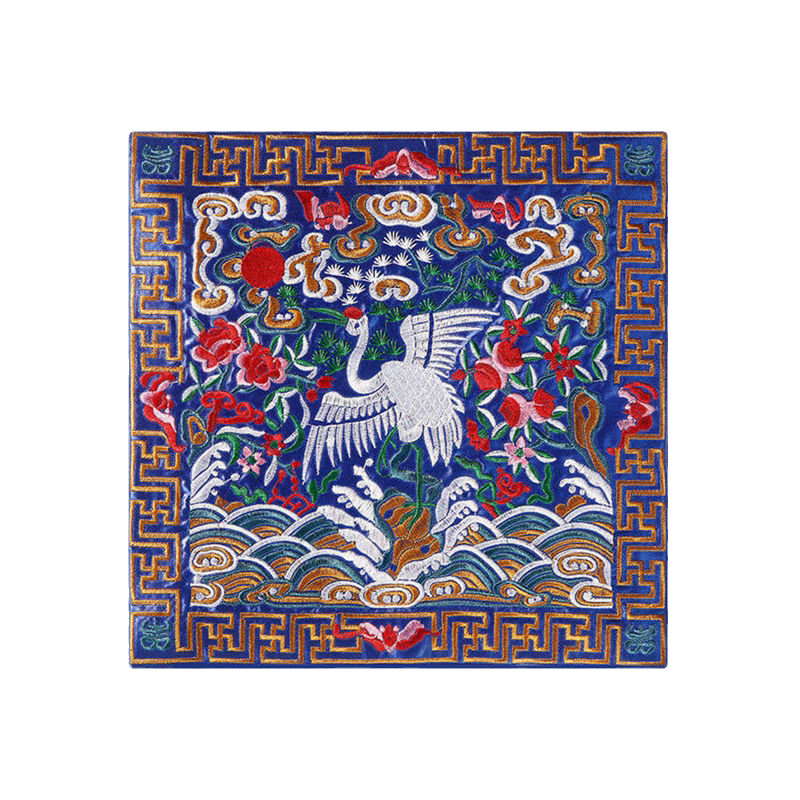 刺綉 中国美術 清時代 官服补子 清代清朝宫廷官服补服补子朝服衣服补丁刺绣图案狮子