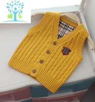 Childrens vest spring and autumn boy V collar Mickey wool vest baby sweater 1-3 cardigan