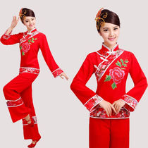 New Yangko costumes for women middle-aged and elderly ethnic performances fan dance performances waist drums square dance costumes
