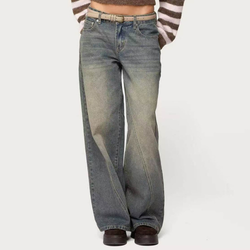 Foreign Trade Surplus Edik Brand Low-Waisted Wide-Leg Denim Pants with Cut Tags Foreign Trade Surplus Edik Brand Low-Waisted Wide-Leg Denim Pants with Cut Tags