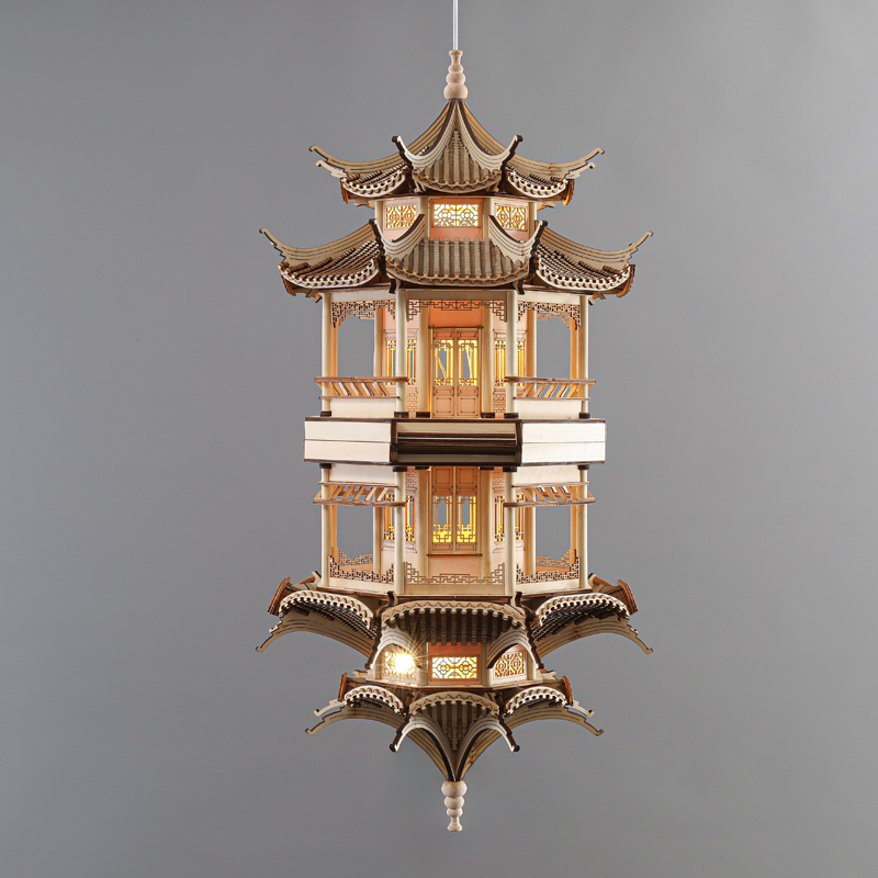 New Chinese-Style Solid Wood Ancient Architecture Octagonal Pavilion Decorative Ornaments for Study, Living Room, Entrance, Hotel, Courtyard, Reflection Hanging Decorations New Chinese-Style Solid Wood Ancient Architecture Octagonal Pavilion Decorative Ornaments for Study, Living Room, Entrance, Hotel, Courtyard, Reflection Hanging Decorations