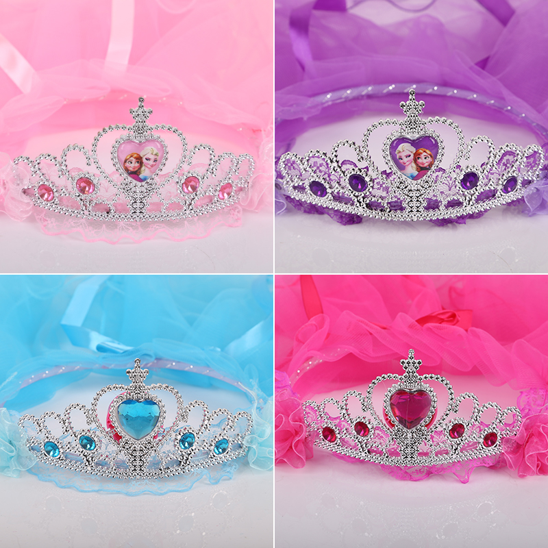 Children's veil Princess yarn Little girl's crown wreath headdress Bridal performance long hair band Sophia veil