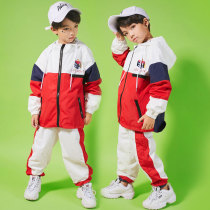 Childrens hiphop performance clothing Hip-hop loose jacket pants handsome clothes Childrens hip-hop suit Boys trend