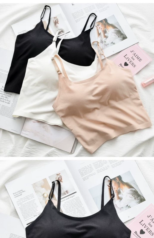 Áo yếm cotton màu đen có đệm ngực chống ánh sáng bọc ngực băng lụa ống đẹp hàng đầu trở lại cô gái chạm đáy đồ lót thể thao