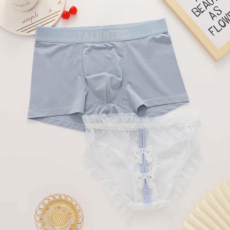 Autumn new couple underwear passionate cute seamless pair of underwear women's emotional perspective large size women's fat suit