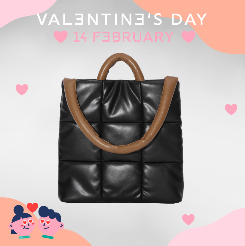 The Yellow Shop 21 AWD large eco-friendly PU leather color-block down bag hand tote tote bag