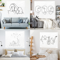 Line character dormitory renovation ins hanging cloth rental house background cloth solid color tattoo custom vertical large large size