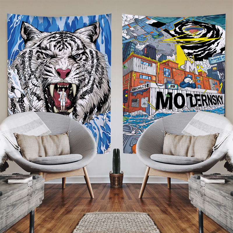 Pain Yang Hanging Cloth Dormitory Renovation ins Background Cloth Custom Pattern Background Wall Vertical Net Red Wall Cloth Large