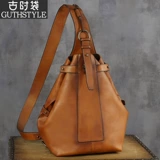 Нагрудная сумка, ретро барсетка, мужская кожаная вместительная и большая сумка на одно плечо, из натуральной кожи, воловья кожа