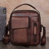 Ретро барсетка, кожаная небольшая сумка, сумка через плечо, сумка на одно плечо для отдыха, воловья кожа, из натуральной кожи