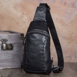 Мужская кожаная ретро сумка на одно плечо, нагрудная сумка, воловья кожа, из натуральной кожи, в корейском стиле