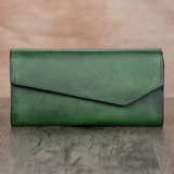 Кожаная ретро сумка с петлей на руку, сумка через плечо, кошелек ручной работы, длинный бумажник, цепочка с молнией, из натуральной кожи, простой и элегантный дизайн