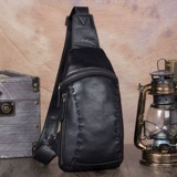 Мужская кожаная ретро сумка на одно плечо, нагрудная сумка, воловья кожа, из натуральной кожи, в корейском стиле