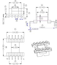 EFD15 magnetic core patch skeleton L pin