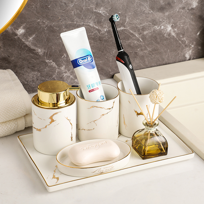 Thai Lovers Bathroom Five Pieces Sets Light Lavish Ceramic Bathroom Wash Toiletries supplies Toothbrush Cups Toiletries Cups of Mouthwatering Cups