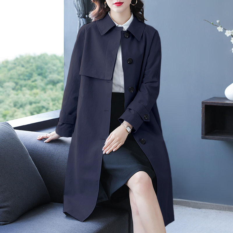 2022 Spring Autumn Season New High-end Fashion Foreign Pie Big Card Single Row Buttons Windjersey Woman Mid Commuter Casual Jacket