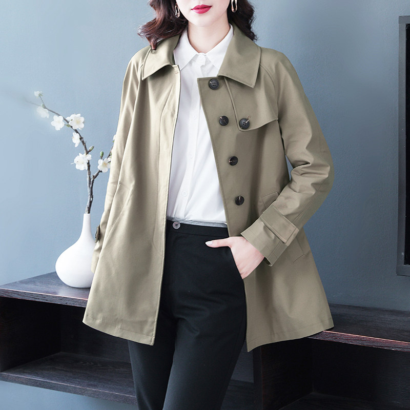 Light bean green windbreaker women's mid-length 2022 spring and autumn new popular tooling small temperament casual short coat