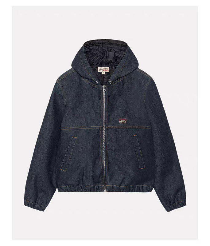 Stussy Raw Denim Logo Zip-Up Jacket