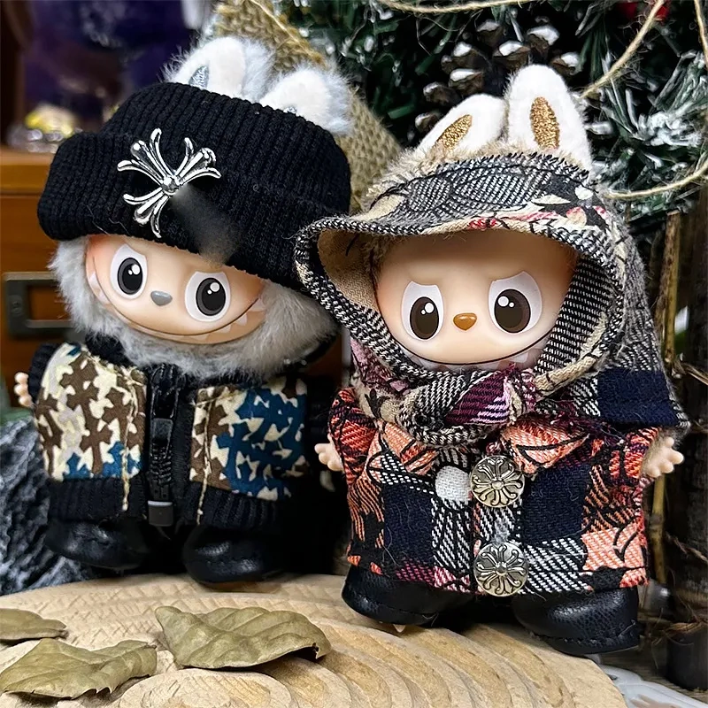 Only the Clothing Is Suitable for the 4.0 Fourth-Generation Mini Version of Labubu Doll Clothes, Leather Jacket, and Headscarf, Same Style as Jj Lin