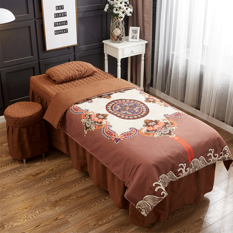 Beauty bed bao gồm bốn bộ bông thẩm mỹ viện đơn giản phong cách châu Âu chuyên dụng cao cấp massage vật lý trị liệu dày lên giường có lỗ mẫu ga trải giường spa