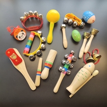 Early childhood education puzzle rattles Touch bells Sand eggs ORF Niche musical instruments Castanets bells Red plastic wood