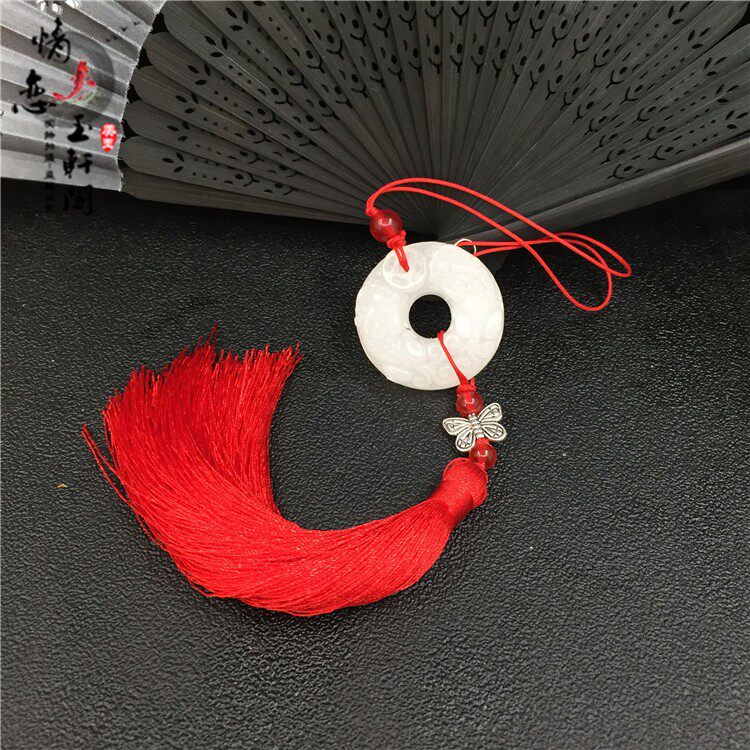 China Wind Spike Subpendant White Jade Pair of Pendant White Jade Pendant with Pendant Flow Sugu Wind Han Suit Accessories Qipao Press Flap Pendant Pendant