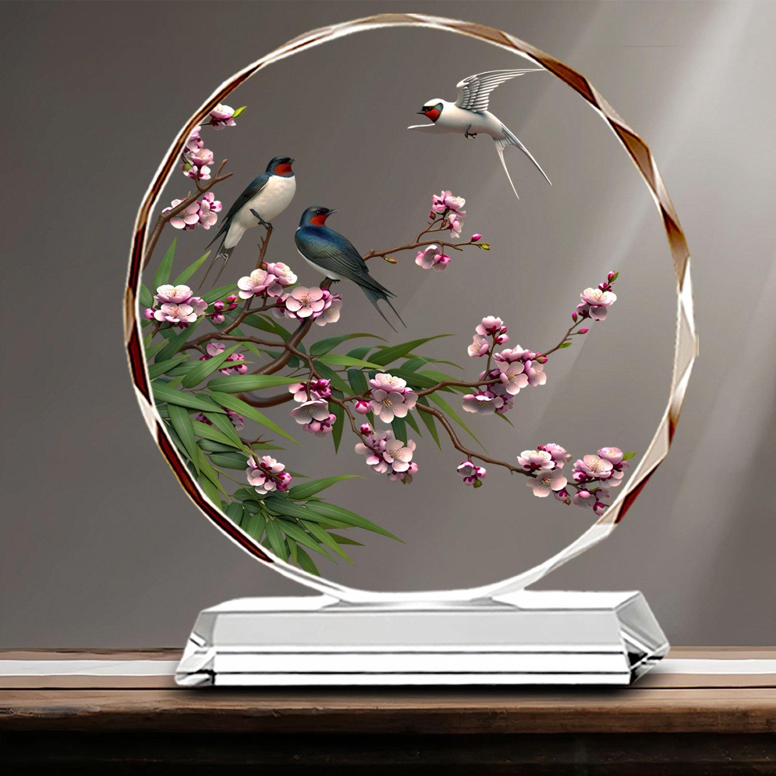 可定制喜上眉梢水晶摆件客厅玄关电视柜家居桌面新人结婚高档礼品