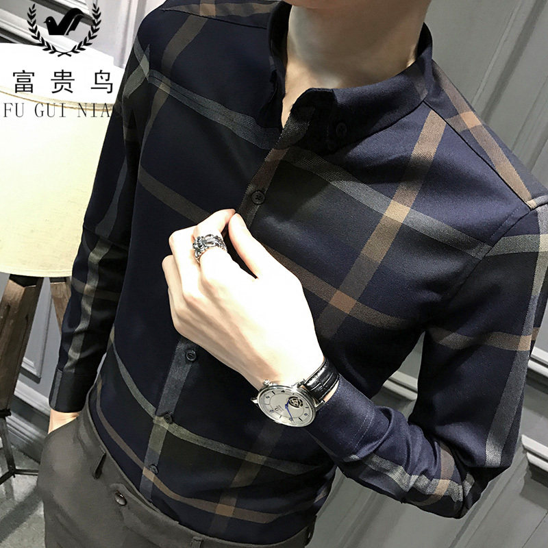 Rich Bird 2021 Spring and Autumn New Plaid Shirt Men's Long Sleeve Korean Slim Youth Free Ironing Casual Shirt Men