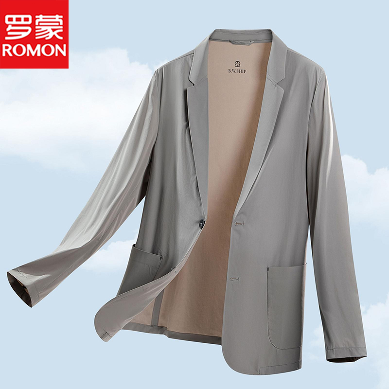 Romon Summer Milk Silk Sun Protection Clothing Men's Suit Seamless Taped New Thin Casual Single Suit Men's Jacket