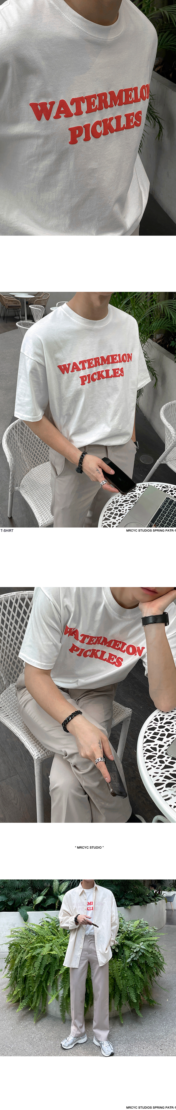 MYQ痞帅字母印花T恤男夏季纯棉圆领短袖韩版宽松简约五分袖情侣详情7