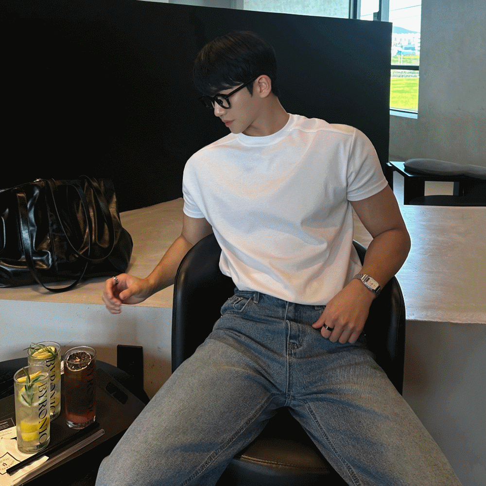 Mrcyc Simple Style Regular Shoulder Short-Sleeve T-Shirt for Men, Summer Slim Fit Cleanfit Outfit, Korean Style Commuting Round Neck Short T-Shirt — تصویر 1