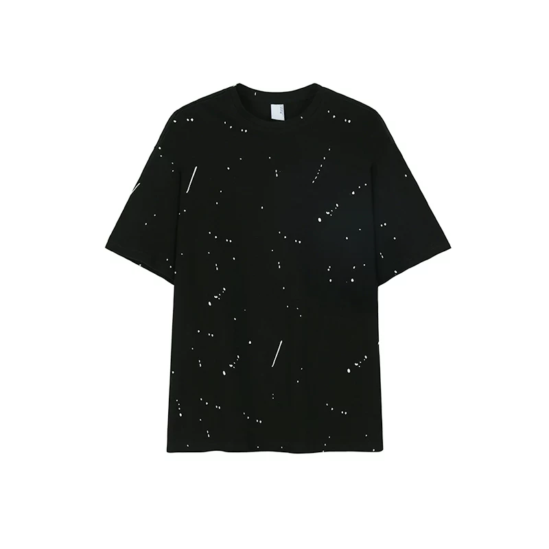 МРСУК модный брендовый хлопковый T-shirt с коротким рукавом для мужчин, корейская футболка с краской на полусторонах, стиль Хонг-Конг, свободная и универсальная верхняя одежда