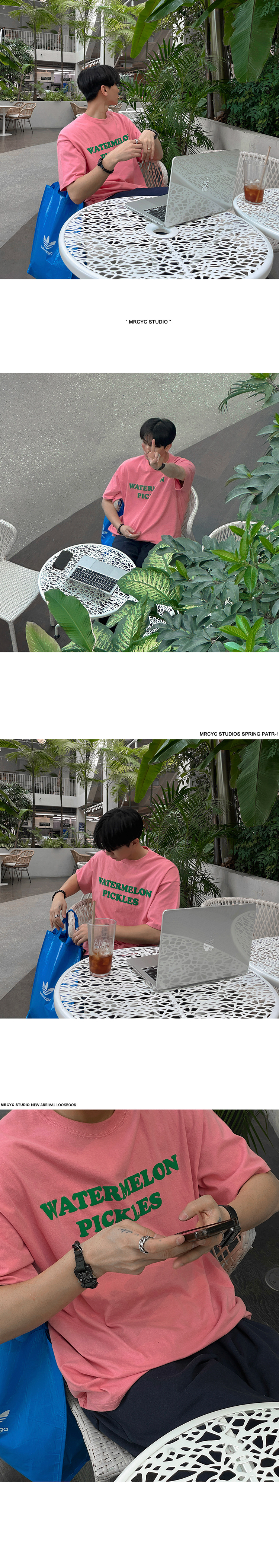 MYQ痞帅字母印花T恤男夏季纯棉圆领短袖韩版宽松简约五分袖情侣详情10