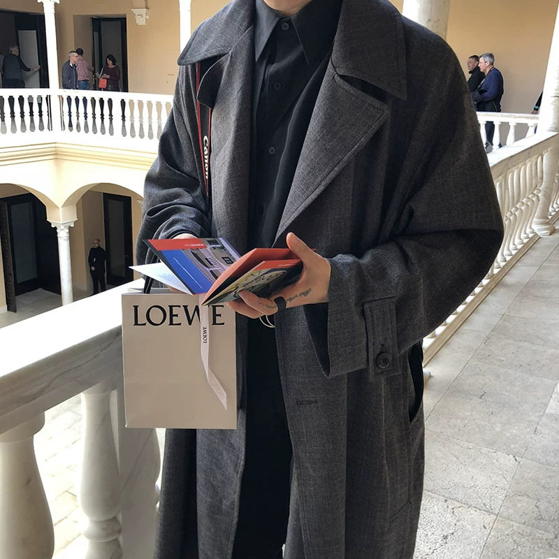 Осенний ретро тренч длинный, корейский стиль, до середины икры