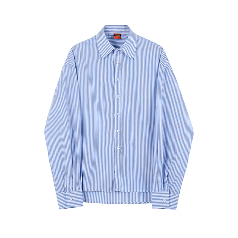MRCYC Korean style loose long-sleeved striped shirt for men, handsome and trendy boyfriend, versatile shirt, Hong Kong style top