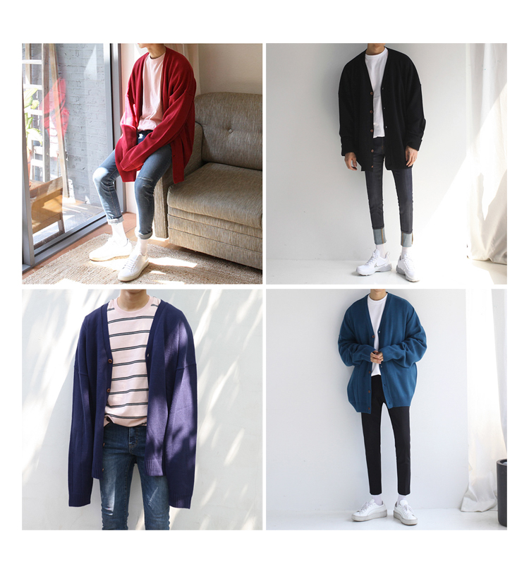 MRCYC Nam Đan Cardigan Áo Len Cardigan Áo Len Áo Khoác Lỏng Lẻo Dày Tinh Khiết Màu Hợp Thời Trang Nam Cardigan