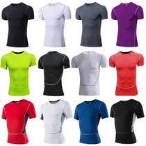 Sports quick-drying tights mens short-sleeved basketball track and field stretch base thin running training fitness clothing half sleeve