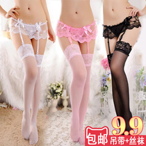 Stockings sling sling fun open file free of tone uniform ultra-thin full transparent invisible sexy lace black silk women can tear