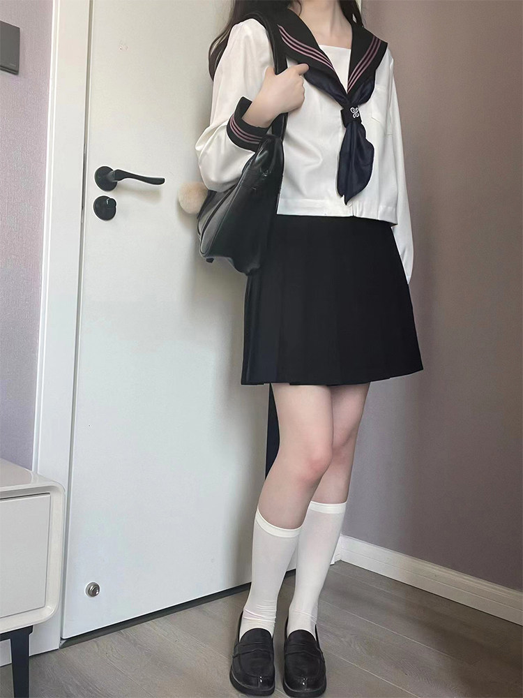 FOX RABBIT JK ORIGINAL GENUINE SHORT SLEEVE UNIFORM SAILOR SUIT INTERMEDIATE SUIT WOMENS SUMMER COLLEGE STYLE STUDENT BASIC SUIT