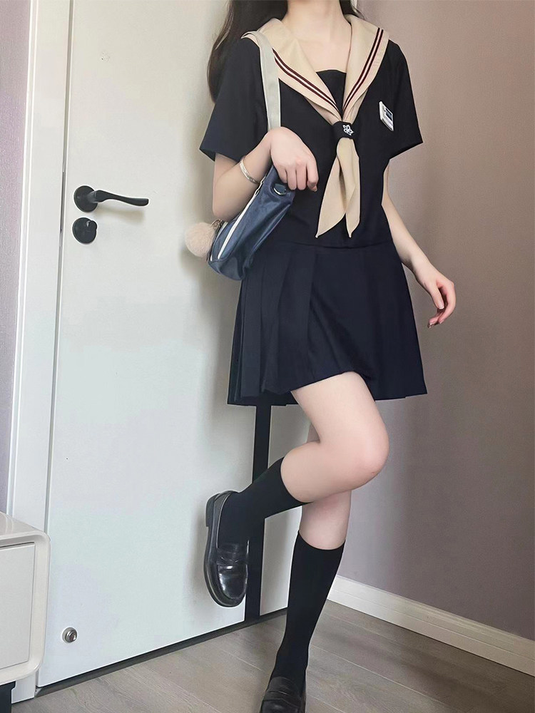 FOX RABBIT ORIGINAL GENUINE SHORT-SLEEVED JK UNIFORM SAILOR SUIT MID-SUIT WOMENS SUMMER COLLEGE STYLE STUDENT BASIC SUIT