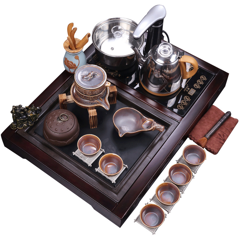 Fully automatic one-piece Gongfu Tea set Household whole Taoism household office Small tea tray Tea table Mini with boiling water