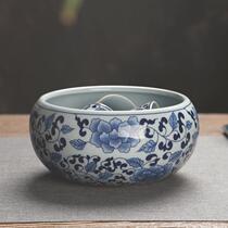 Tea washer small household pen wash basin blue and white porcelain retro washable tea cup bowl Kung Fu tea set accessories tea dregs bucket